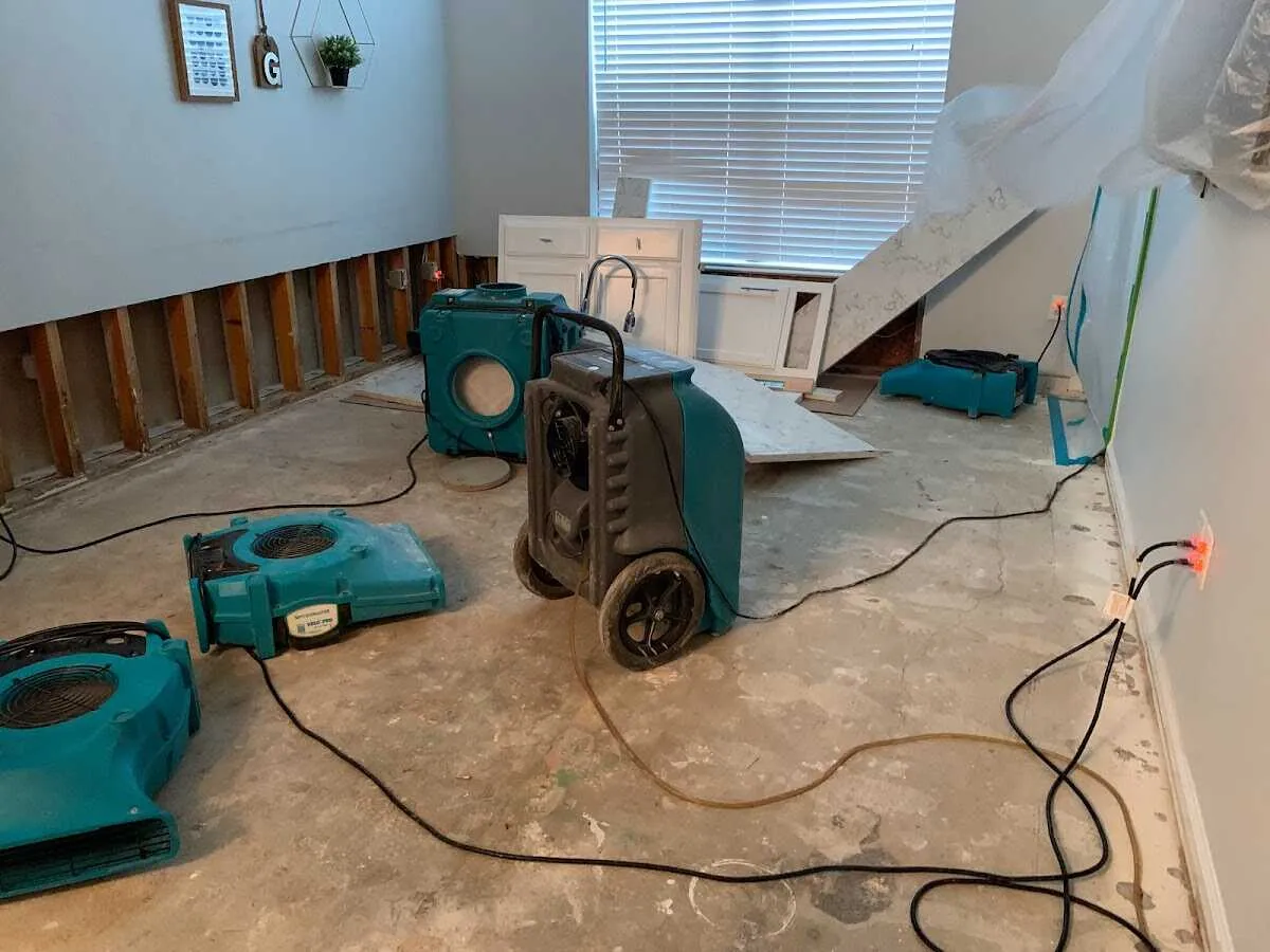 Dehumidifier in flood-cut room for Water Extraction & Removal in Marvin